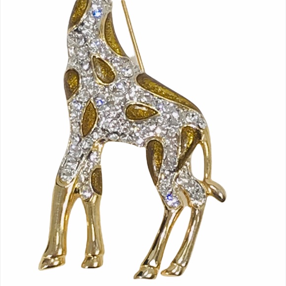 Giraffe with Rhinestones Pin, Gold Tone - Picture 3 of 5